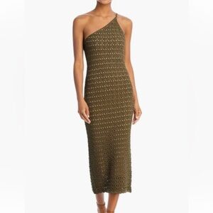 Aqua X Liat Baruch One Shoulder Crochet MIDI dress